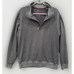 Tommy Bahama Pro Formance, Quarter Zip Pullover, Herringbone Print, Academia,EUC